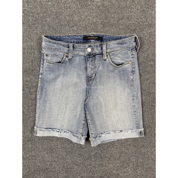 Liverpool Jeans Company Pants - Liverpool Los Angeles Walking Shorts 6/28 Light Wash Denim Jean Cuff Stretch